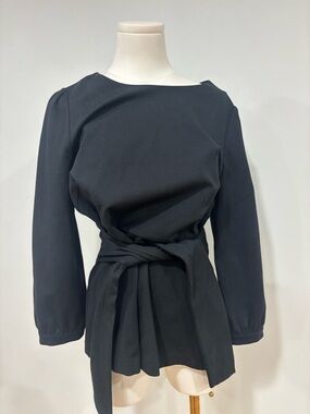 Boden Black Long-Sleeve Tie-Waist Dress